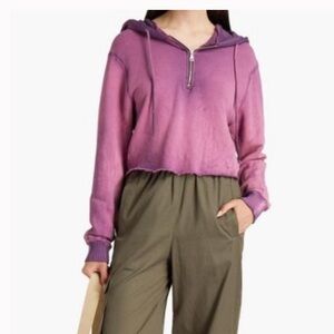 Cotton Citizen Brooklyn Crop Zip Hoodie in Lavender Mix Size Small